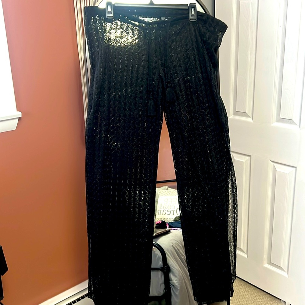 Sheer lace bathi suit cover up pant